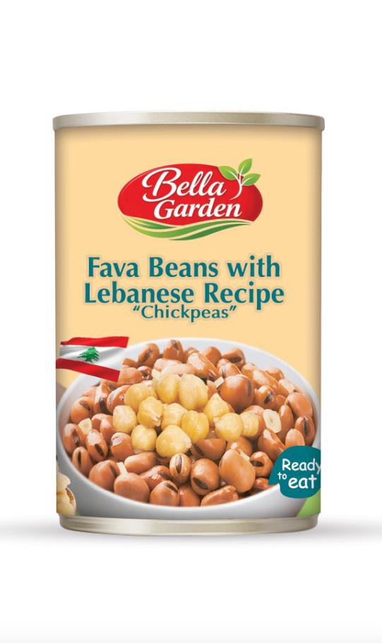 Bella Garden Fava Beans with Lebanese Recipe (Chickpeas) 425g